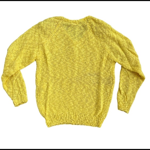 Vintage Yellow Knitted V Neck Sweater - Picture 6 of 6